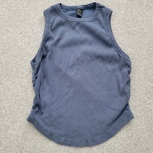 ✨SHEIN EZwear Blue Summer Solid Curved Hem Rib Tank Top✨